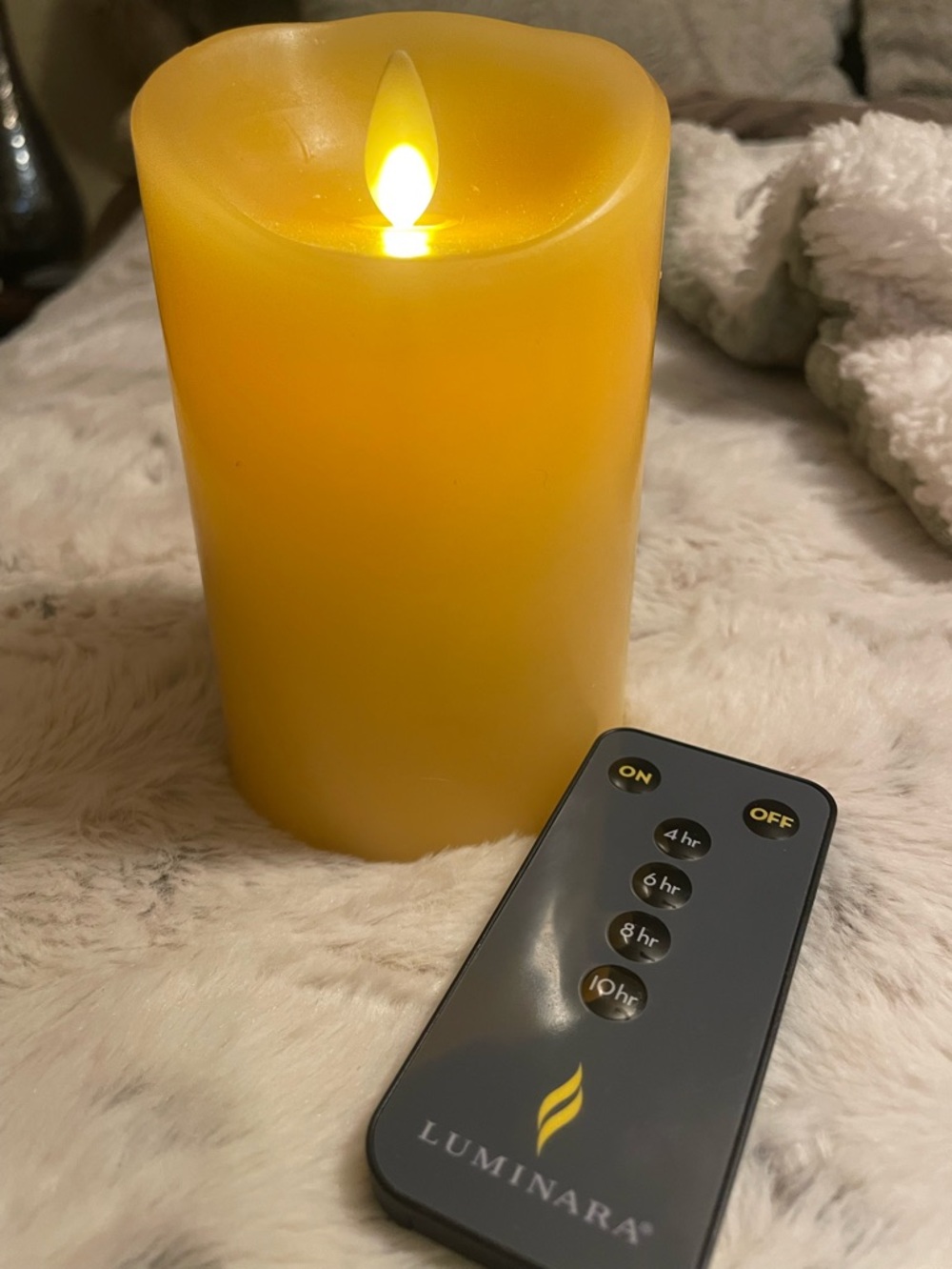 New Luminara Yellow Flameless Pillar Candle with Remote